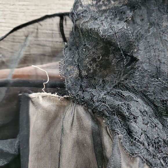 VANITY FAIR VINTAGE LINGERIE BABY DOLL NIGHTGOWN WOMEN Size 38 BLACK BLUSH PINK - Picture 8 of 13